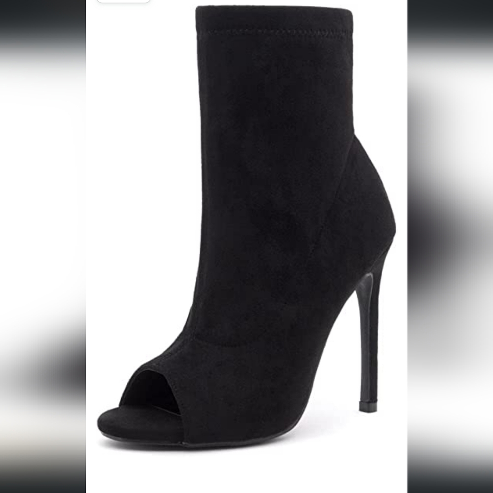 Black open toe booties